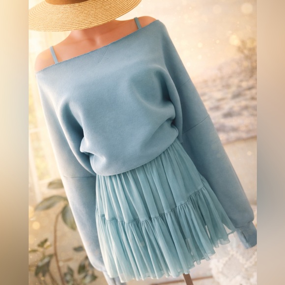 Blogilates Sweaters - Blogilates Balletcore Mornings & Slow Dreaming Light Off Shoulder Sweatshirt